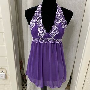 Lingerie nightgown babydoll purple lace size S/M